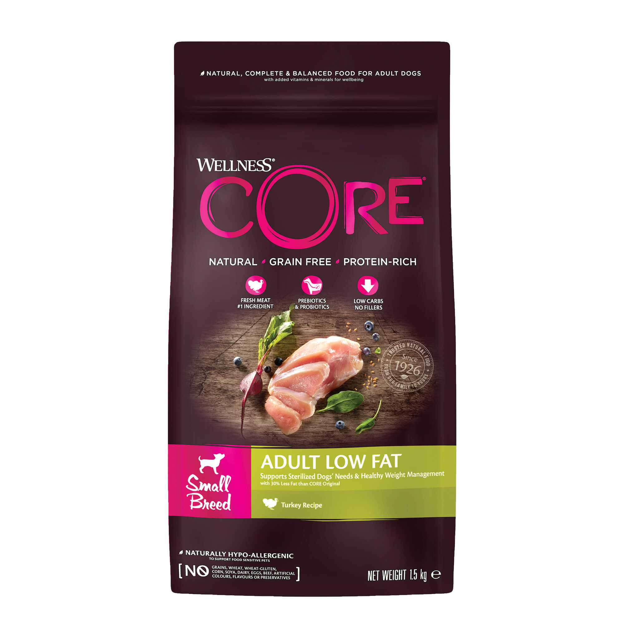 Wellness Core Grain Free Healt Dinde Small Breed 1,5Kg Pour Chien