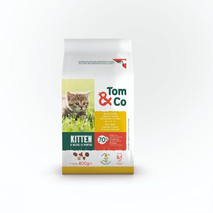 Tom&Co Brokken Voor Kat Konijn & Kip Kitten 400G