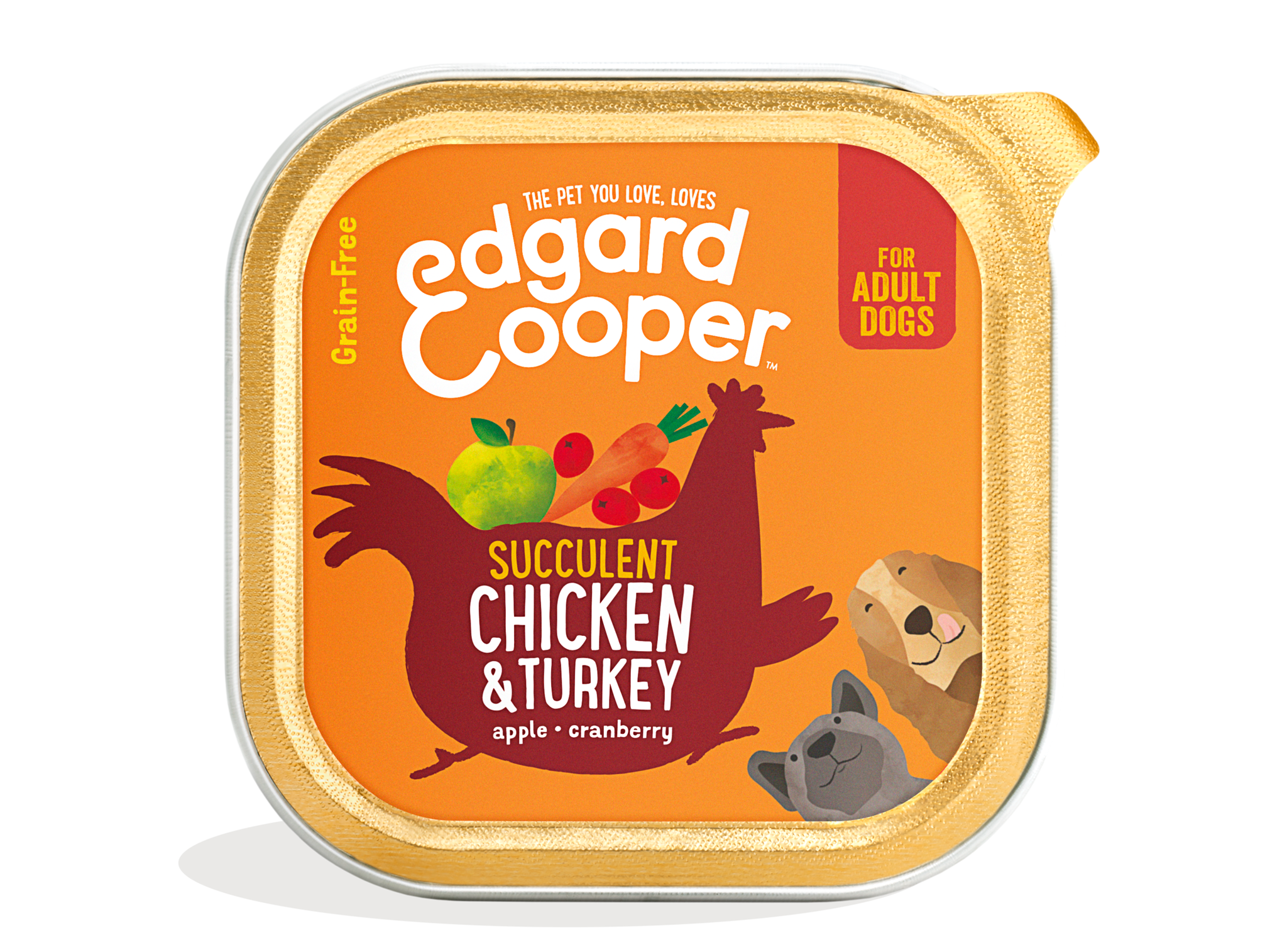 Edgard & Cooper Kip & kalkoen met appel, veenbes & wortel  Adult 300 gr