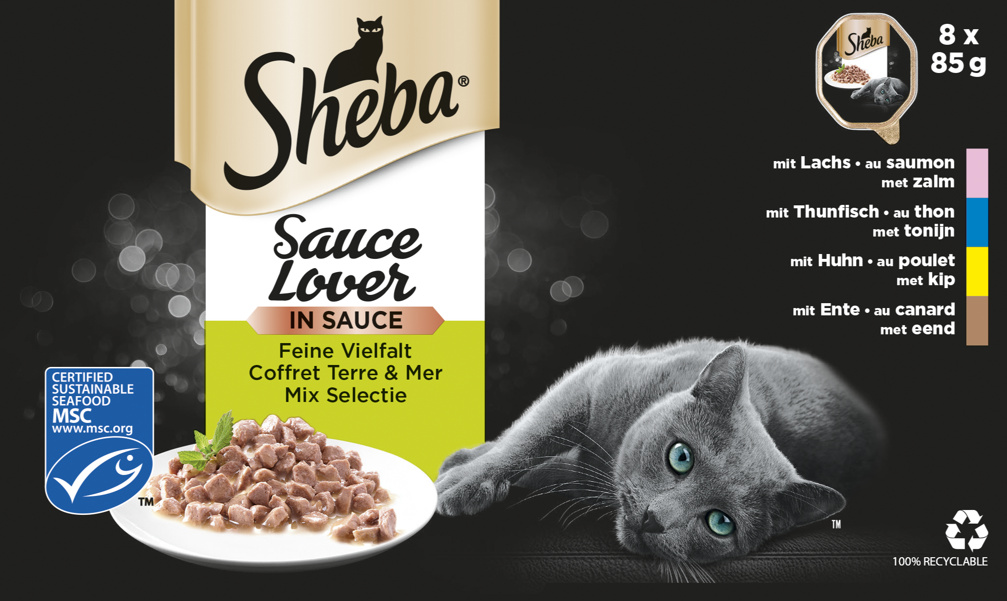 Test gratuit des soupes pour chat de Sheba au poulet ou au pooissons