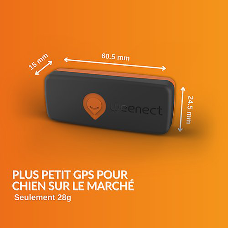 Weenect Collier GPS pour Chien - Weenect XS ( Black Edition 2023)  pour Chien 28g6,0 X 2,4 X 1,5 cm Noir/Orange