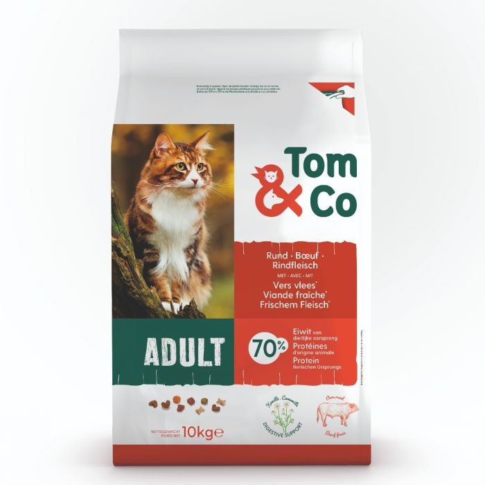 Tom&Co Brokken Voor Kat Rund Adult 10Kg