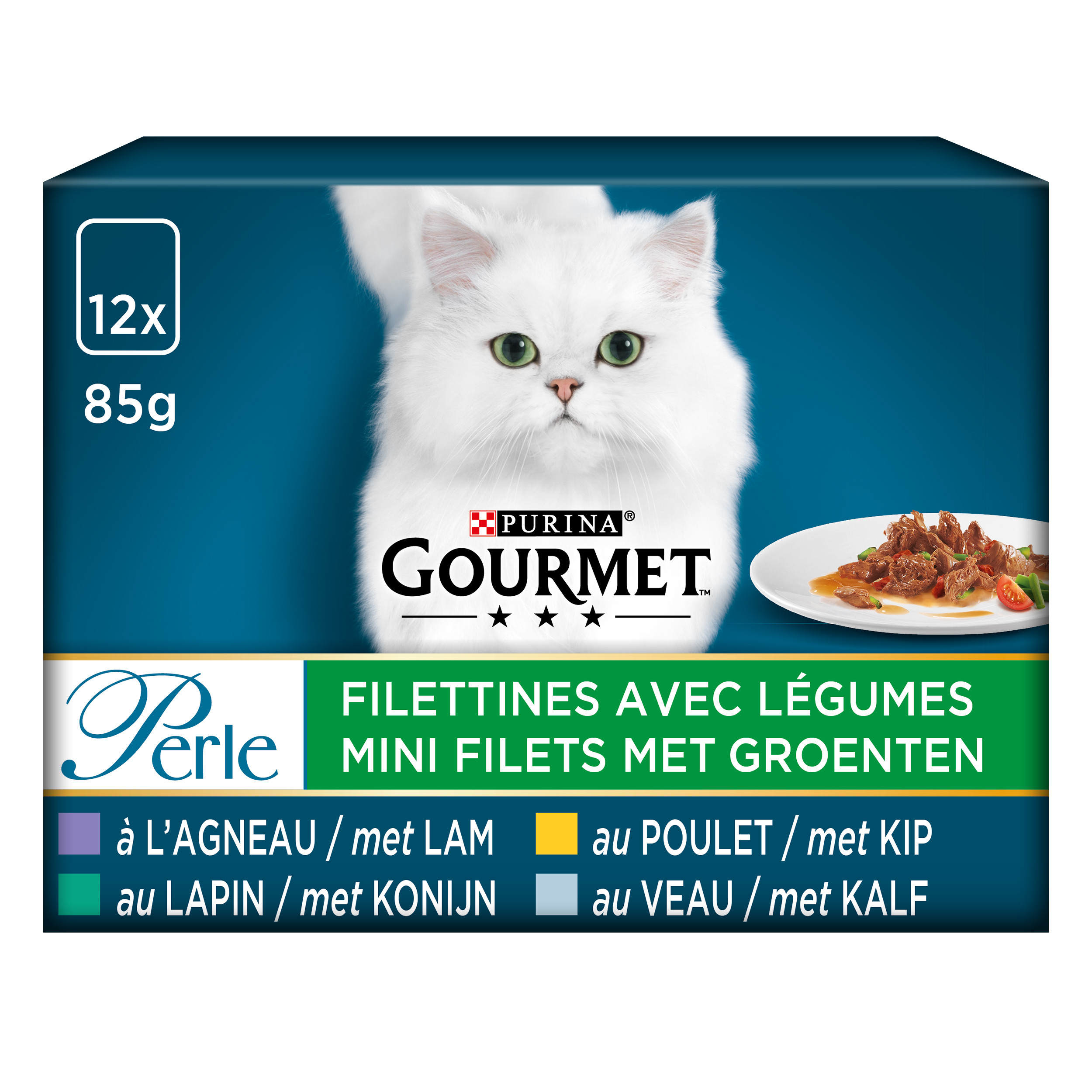 Gourmet Perle Chat Filettines Avec Des Légumes  12X85G