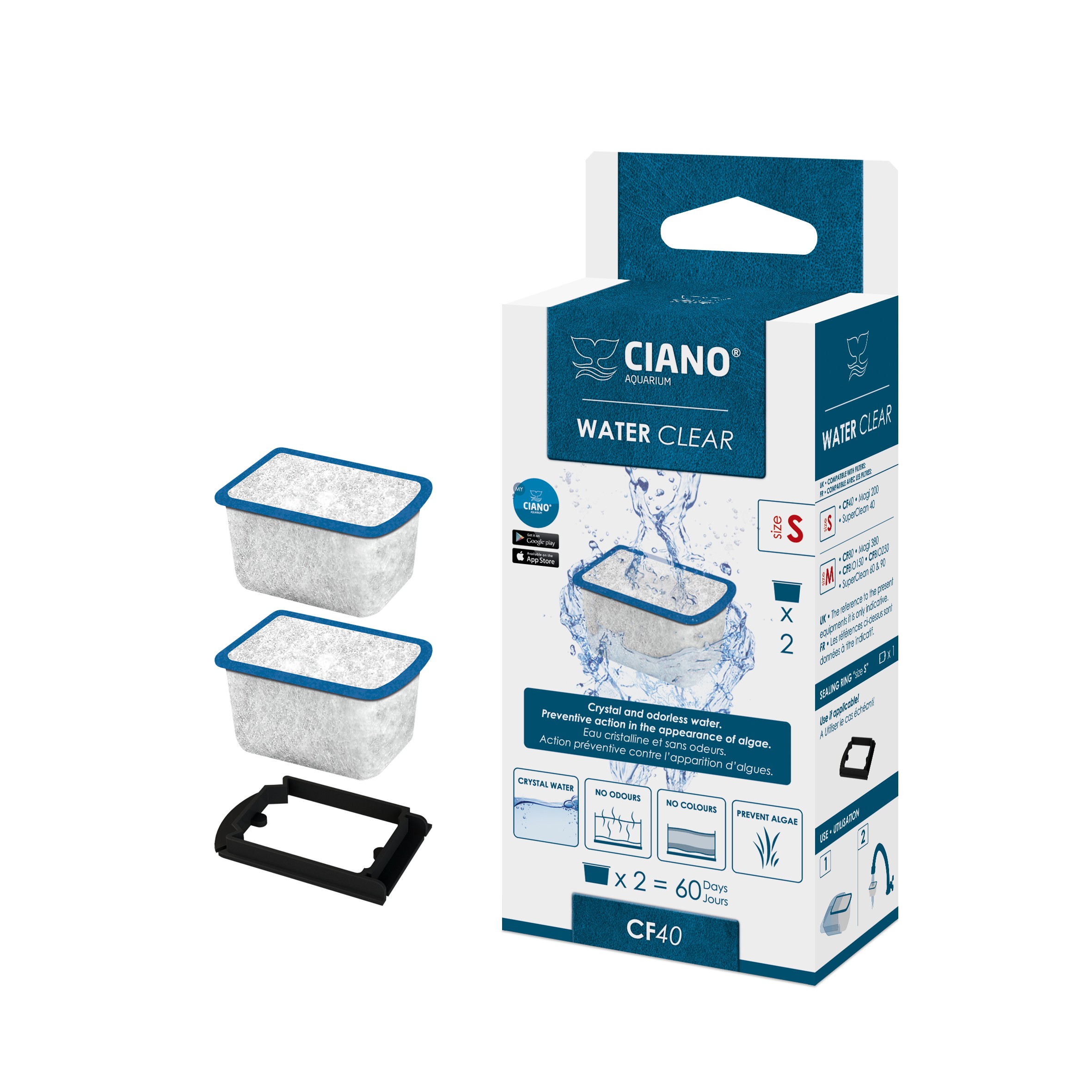 Ciano Water Clear Small 2St 3,8X3X2,3Cm Blauw