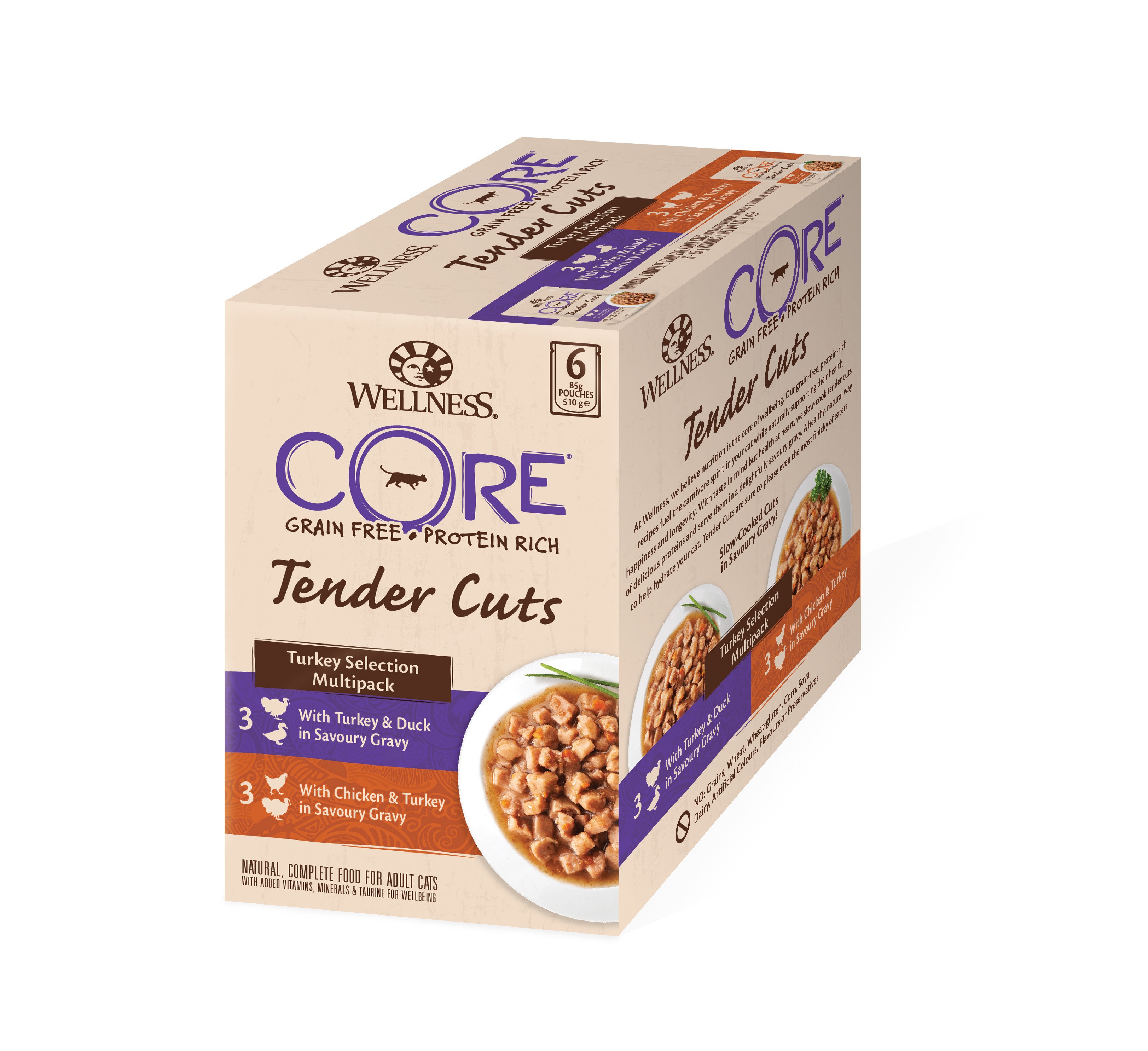 Wellness Core Grain Free Tender Cuts Dinde Multipack 6X85G Pour Chat
