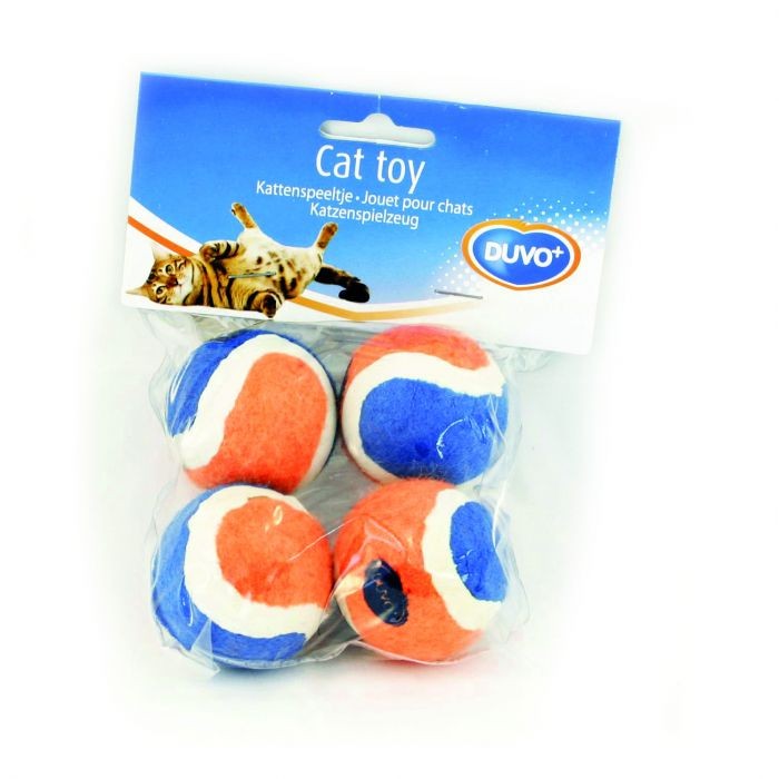  Tennisbal Dog & Cat S - 4ST - Ø4,2CM oranje/blauw