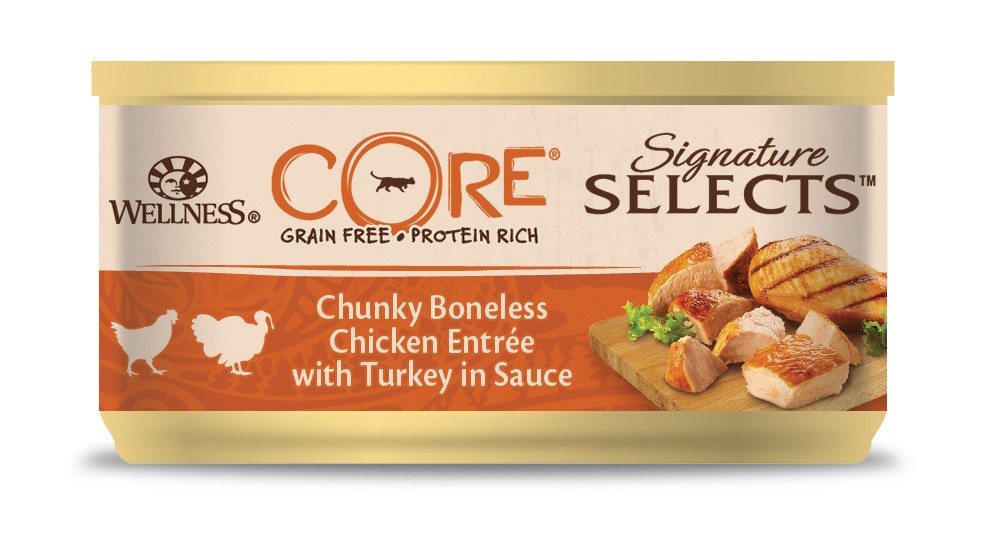 Wellness Core Grain Free Signature Selects Chunky Poulet & Dinde 79G Pour Chat
