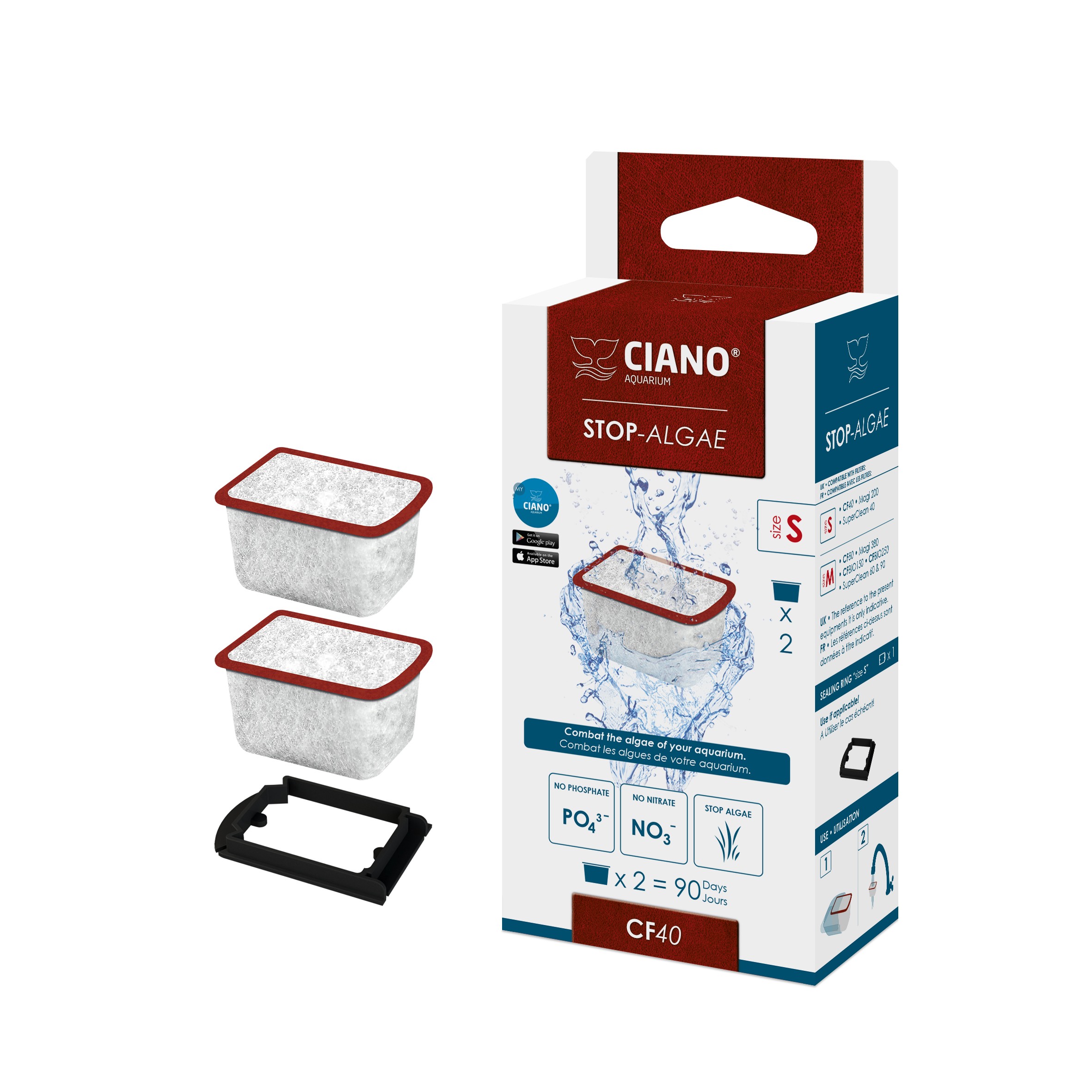 Ciano Stop-Algea Small 2St 3,8X3X2,3Cm Rouge