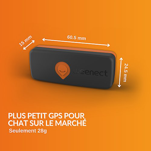 Weenect Collier GPS pour Chat - Weenect XS ( Black Edition 2023)  pour Chat 28g6,0 X 2,4 X 1,5 cm Noir/Orange