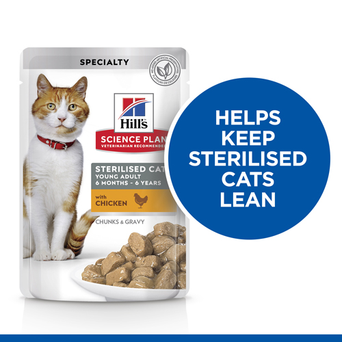 Hill's Science Plan Young Adult Sterilised Cat multipack 12 sachets repas pour chat stérilisé 4 saveurs 12x85 g