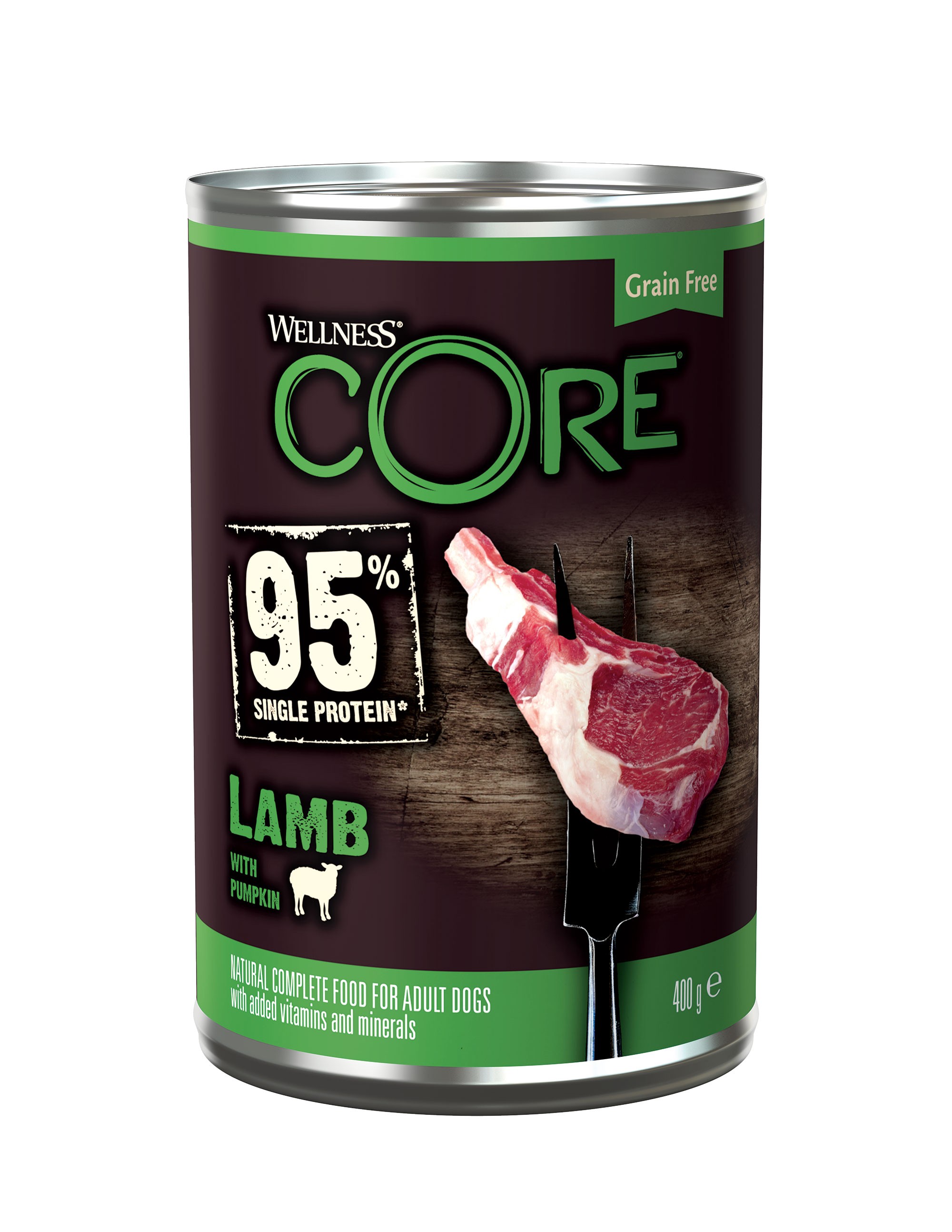 Wellness Core Grain Free Can 95% Single Protein Agneau & Pompoen 400Gr Pour Chien