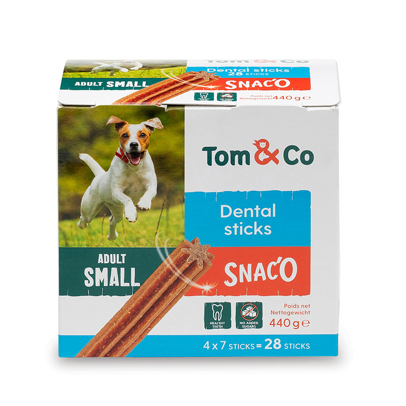 Tom&Co Sticks Dentaires Small X28 Au Poulet Et Boeuf Pour Chien Adult 440G