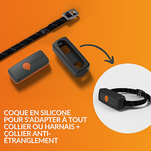 Weenect Collier GPS pour Chat - Weenect XS ( Black Edition 2023)  pour Chat 28g6,0 X 2,4 X 1,5 cm Noir/Orange