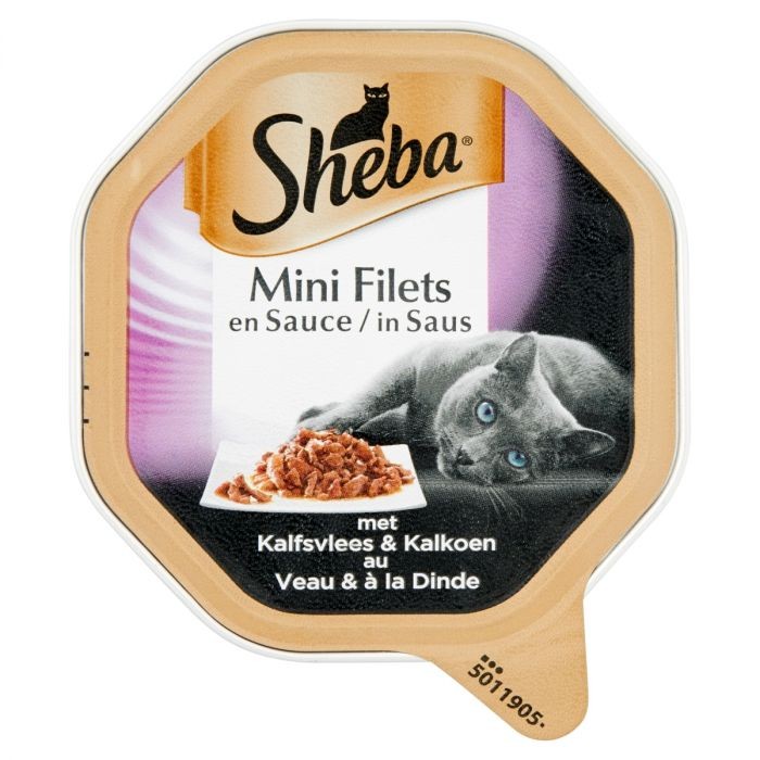 Sheba Chat Mini Filets Barquette En Sauce Veau & À La Dinde 85 G