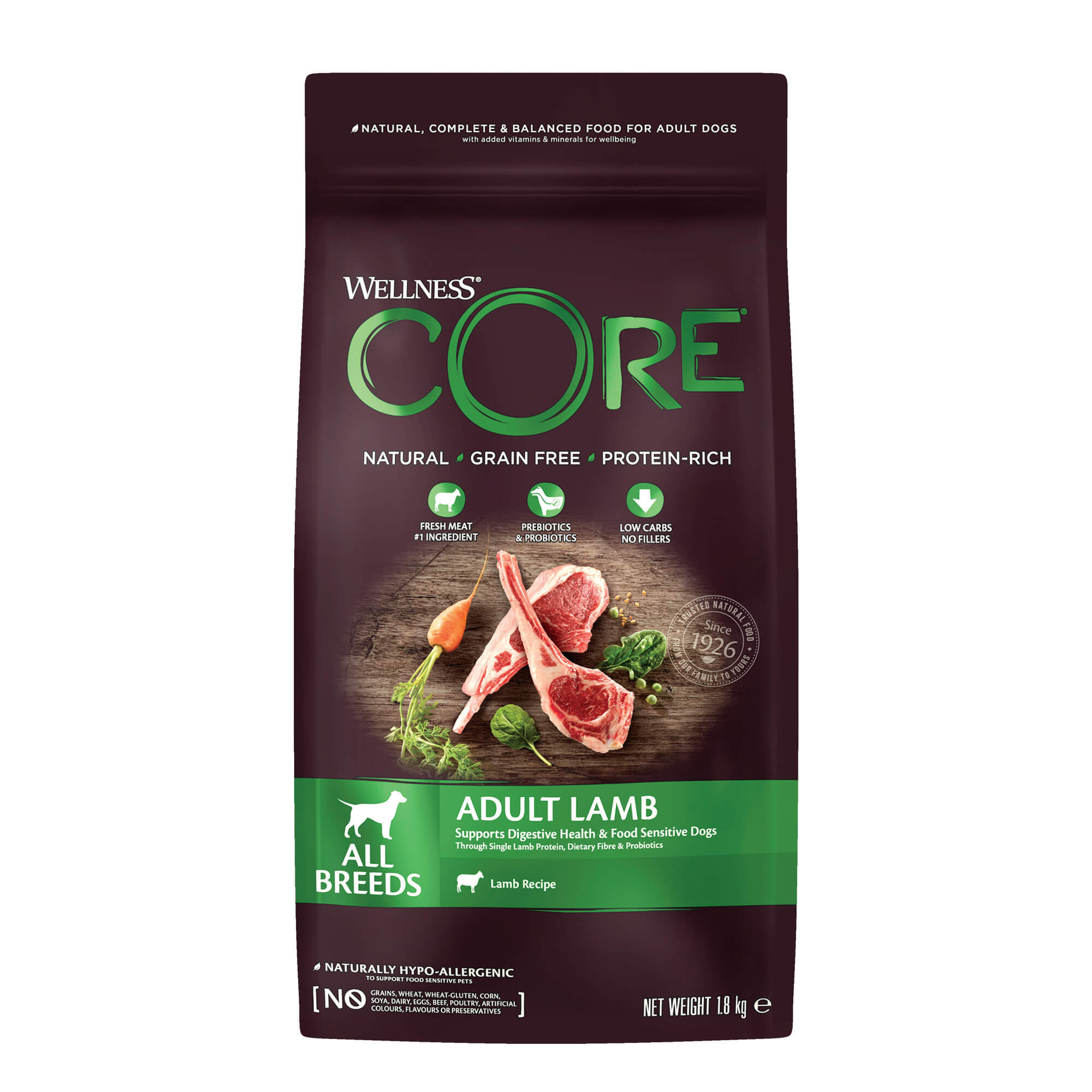Wellness Core Grain Free Lam All Breeds Adult 1.8Kg