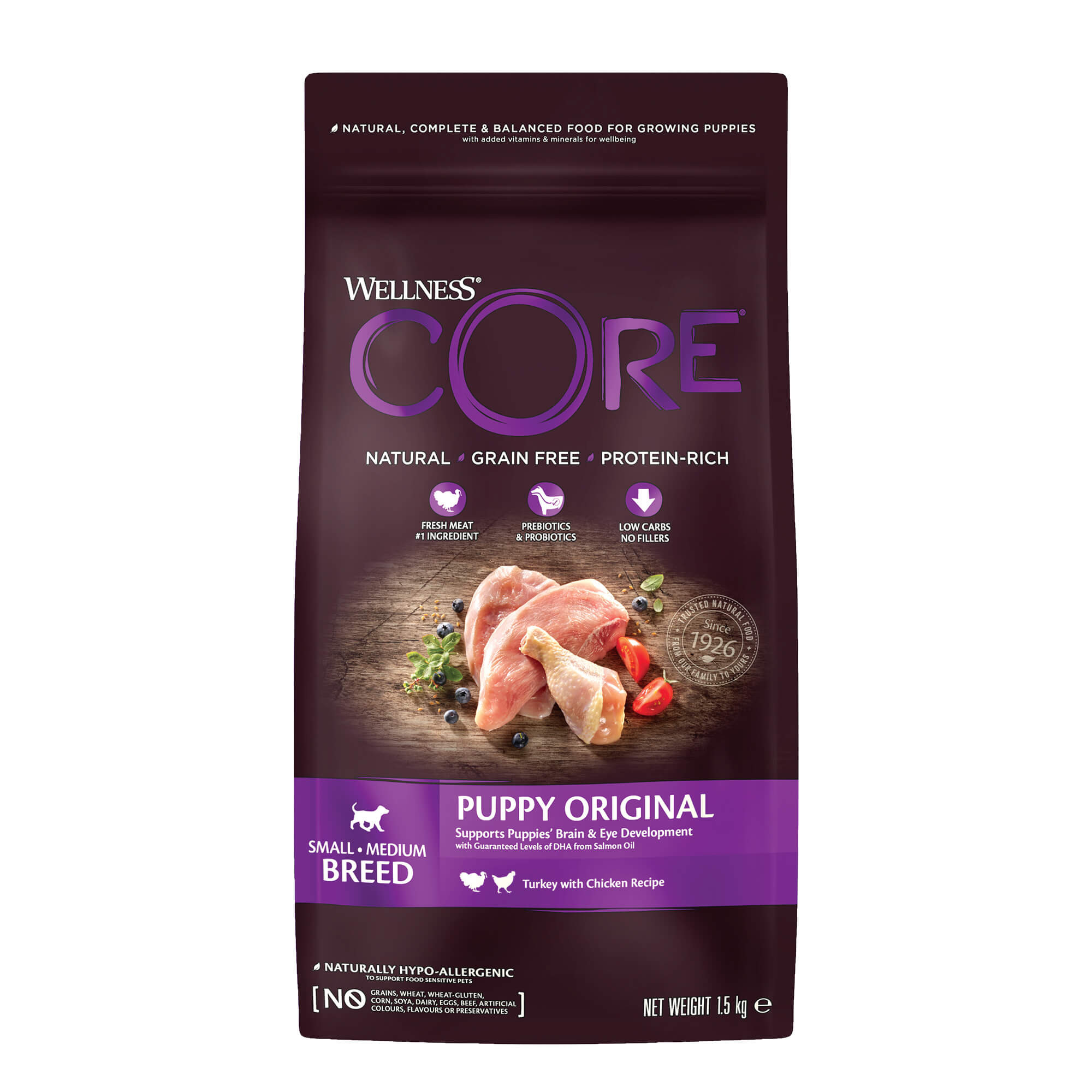 Wellness Core Grain Free Puppy Kalkoen En Kip 1,5Kg Voor Hond