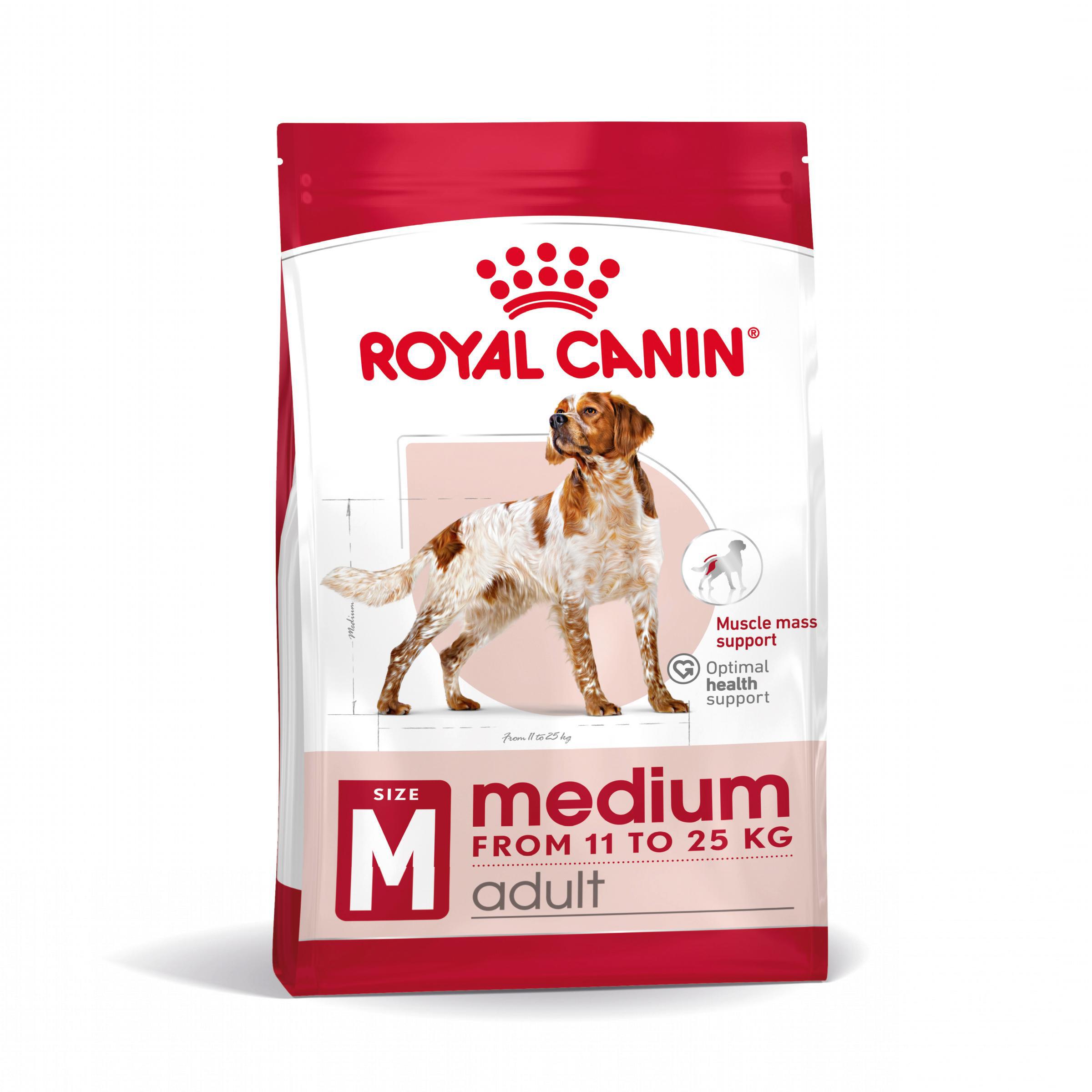 Royal Canin Medium Adult - Aliment pour chiens adultes. de races moyennes (de 11 à 25 kg) -De 12 mois à 7 ans - 4kg