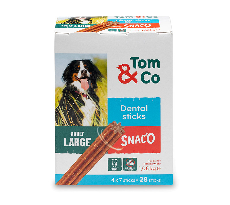Tom&Co Sticks Dentaires Large X28 Pour Chien Au Poulet Et Boeuf Adult 1,08Kg