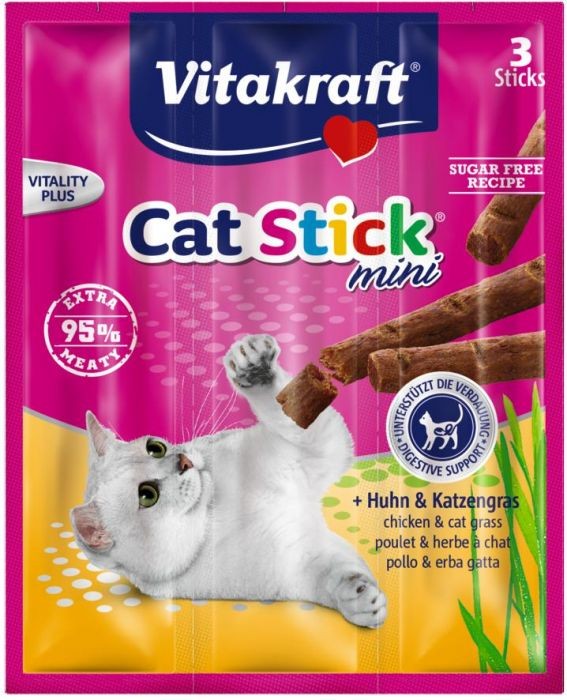 Cat Stick Mini Met Kip En Kattengras