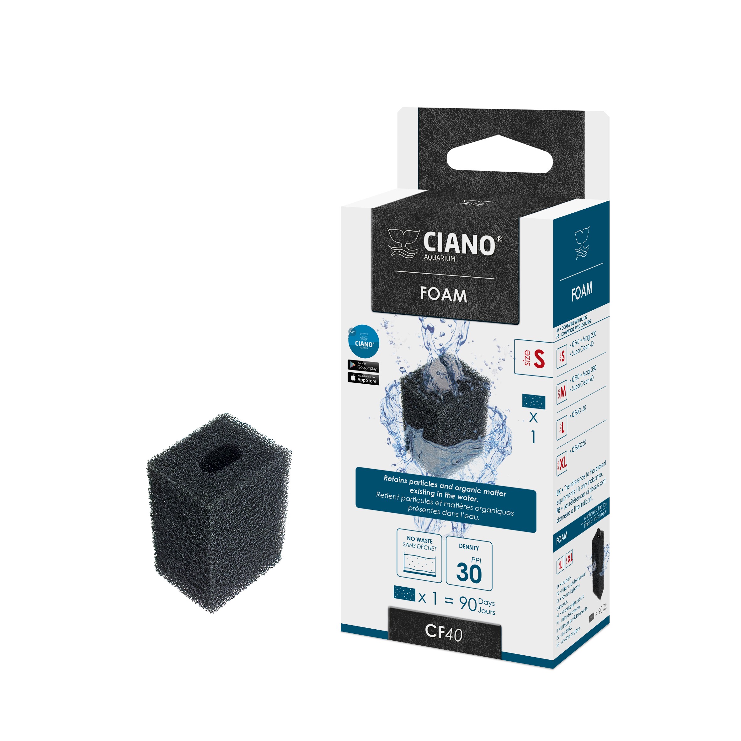 Ciano Foam Small 1St 4X3X6,5Cm Zwart