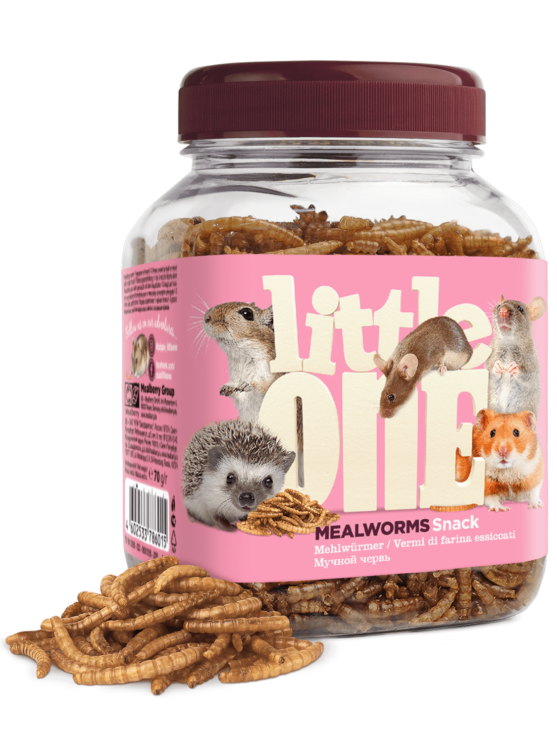 Snack voor omnivore knaagdieren, meelwormen 70g
