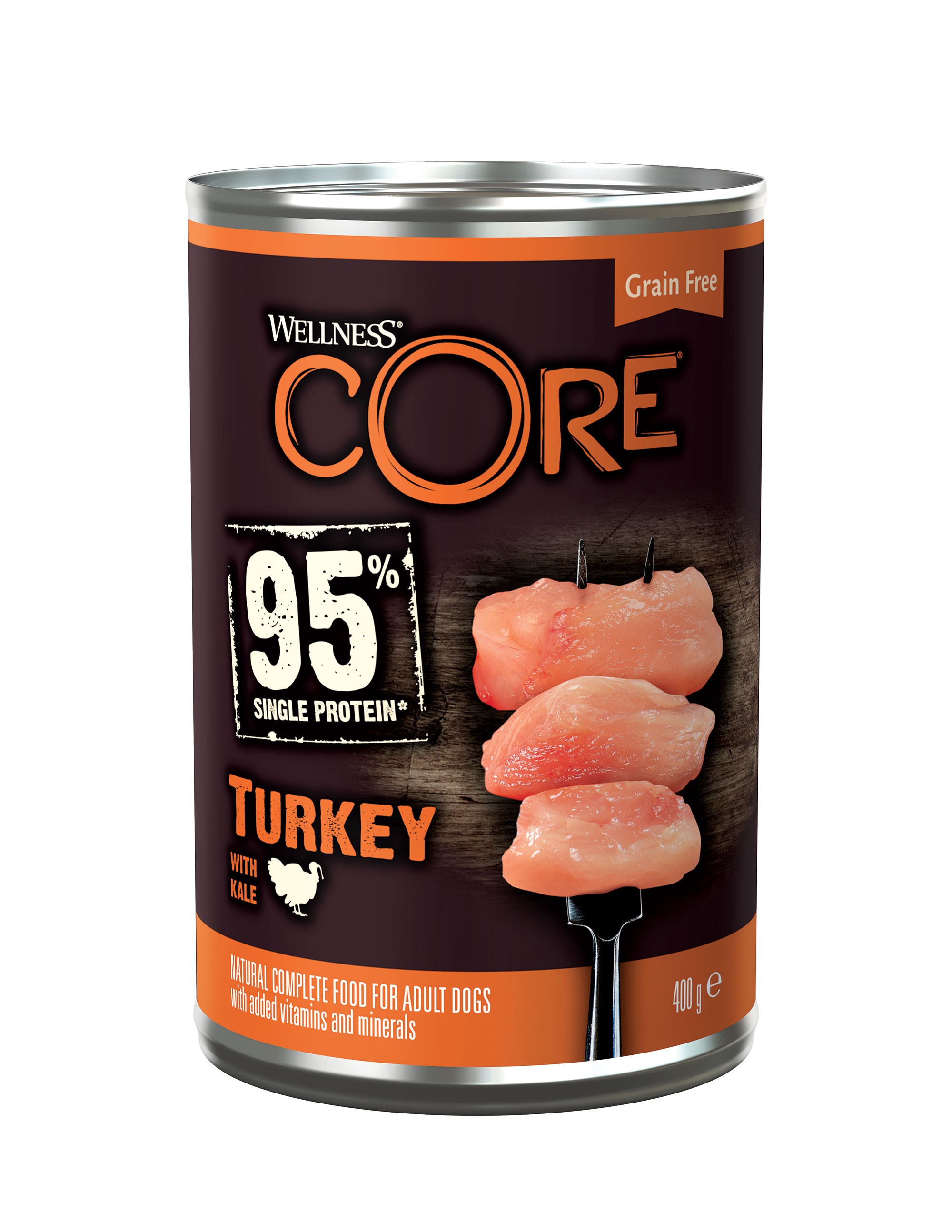 Wellness Core Grain Free Can 95% Single Protein Dinde & Chou Frise 400Gr Pour Chien