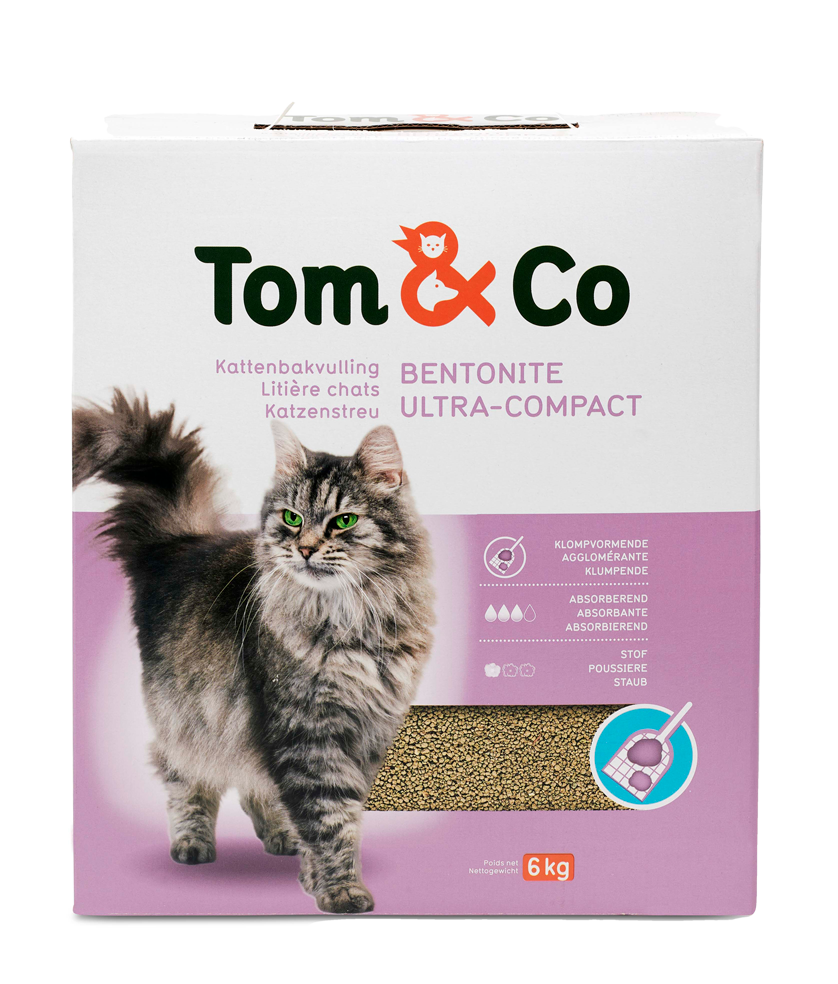 Kattenbakvulling Tom&Co Bentonite Ultra Compact 6kg