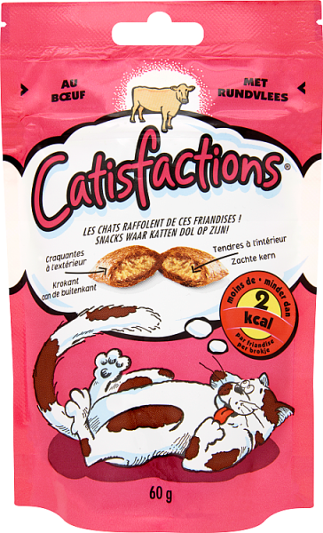 Catisfactions Chat Friandises Au Bœuf 60 G