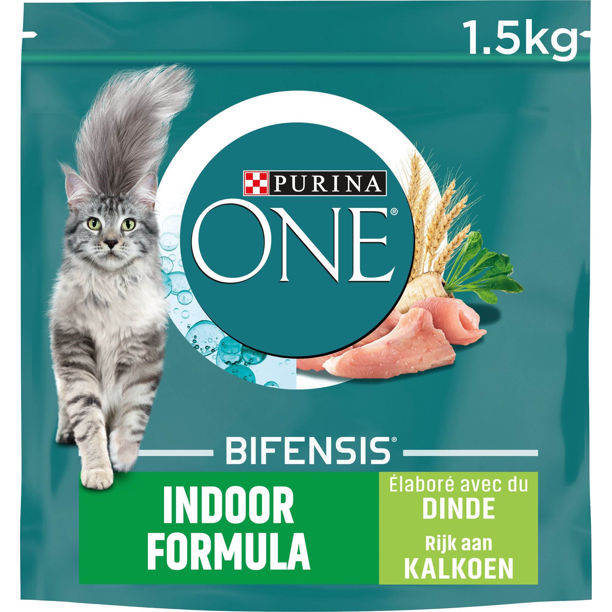 Purina One Bifensis® Indoor Kat Kalkoen En Volkoren Granen   1,5Kg