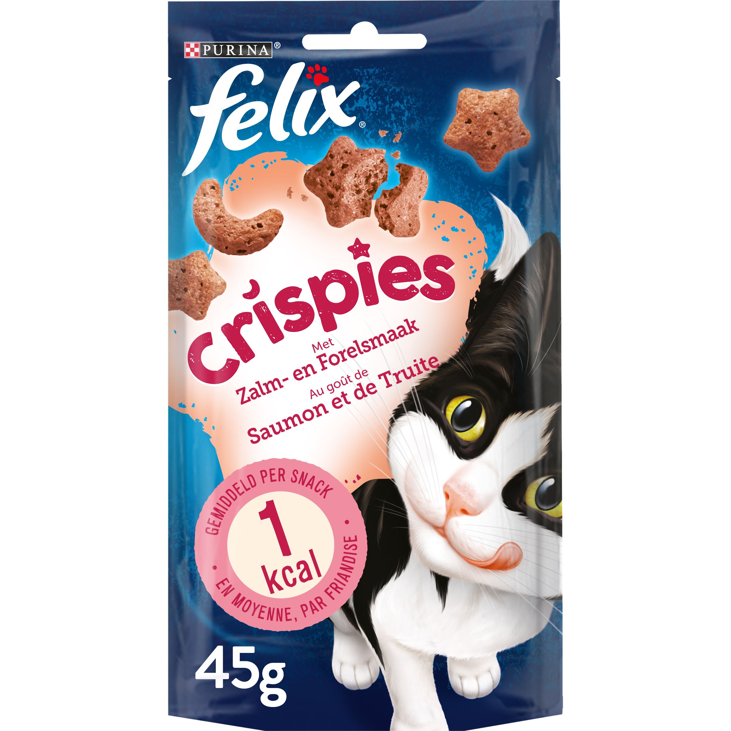 Felix Crispies Saumon Et Truite Snack Chat 45G